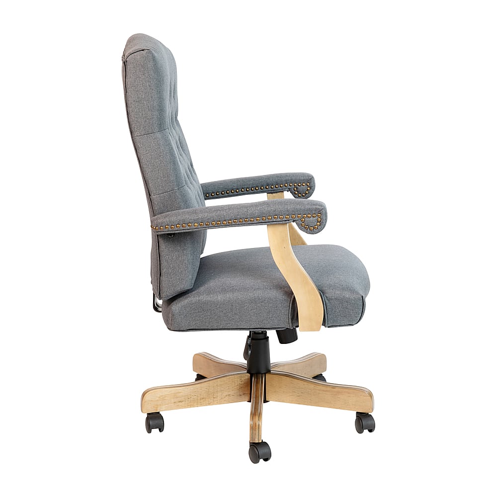 Alt View 15. Alamont Home - Derrick Traditional Fabric Swivel Office Chair - Gray Fabric/Driftwood.