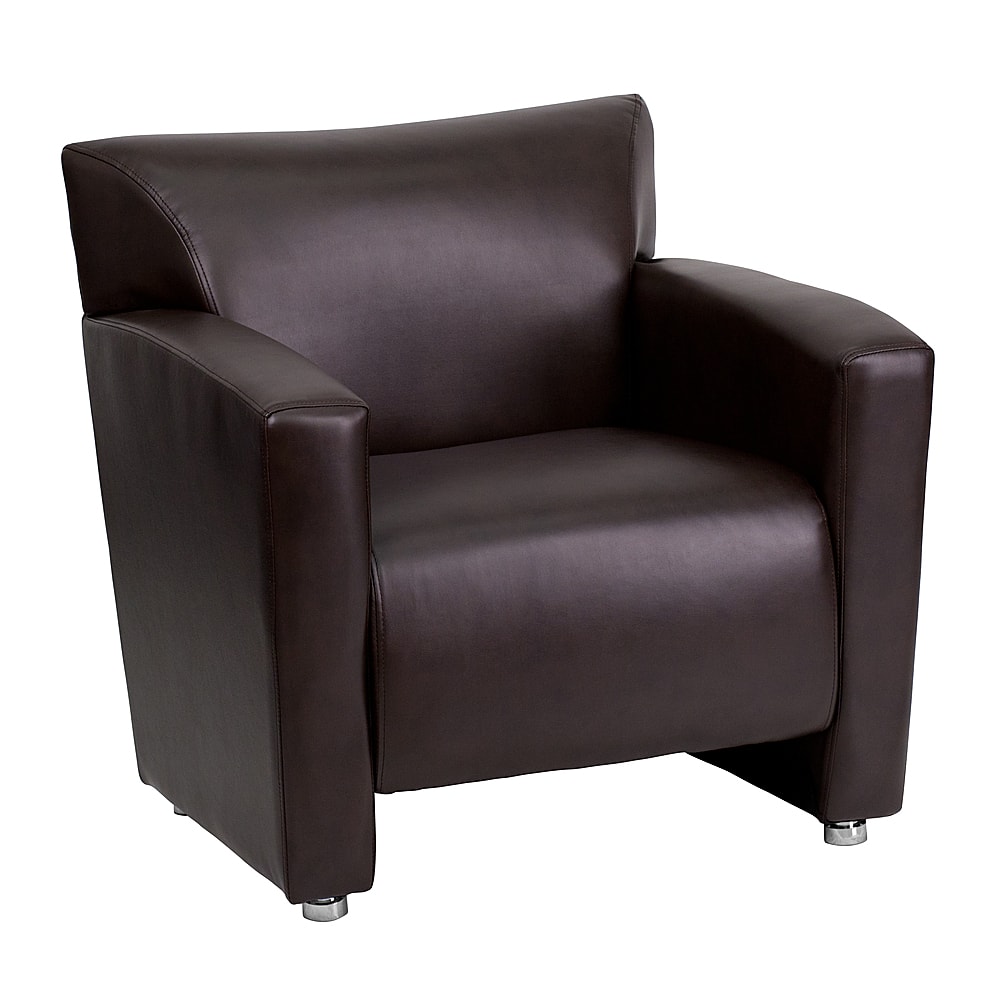 Alamont Home - Hercules Majesty Contemporary Leather/Faux Leather Reception Chair - Brown - Front_Zoom