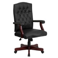 Flash Furniture - Martha Washington Traditional Leather/Faux Leather Executive Swivel Office Chair - Black LeatherSoft - Front_Zoom