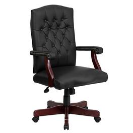Alamont Home - Martha Washington Traditional Leather/Faux Leather Executive Swivel Office Chair - Black LeatherSoft
