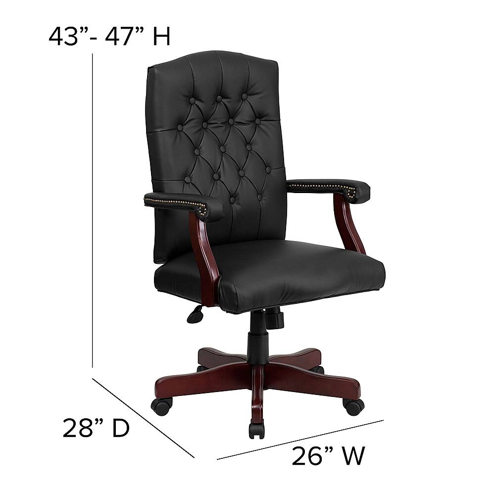Alt View 13. Alamont Home - Martha Washington Traditional Leather/Faux Leather Executive Swivel Office Chair - Black LeatherSoft.