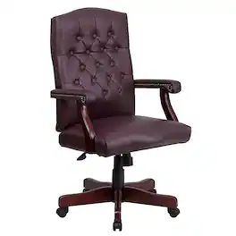 Alamont Home - Martha Washington Traditional Leather/Faux Leather Executive Swivel Office Chair - Burgundy LeatherSoft