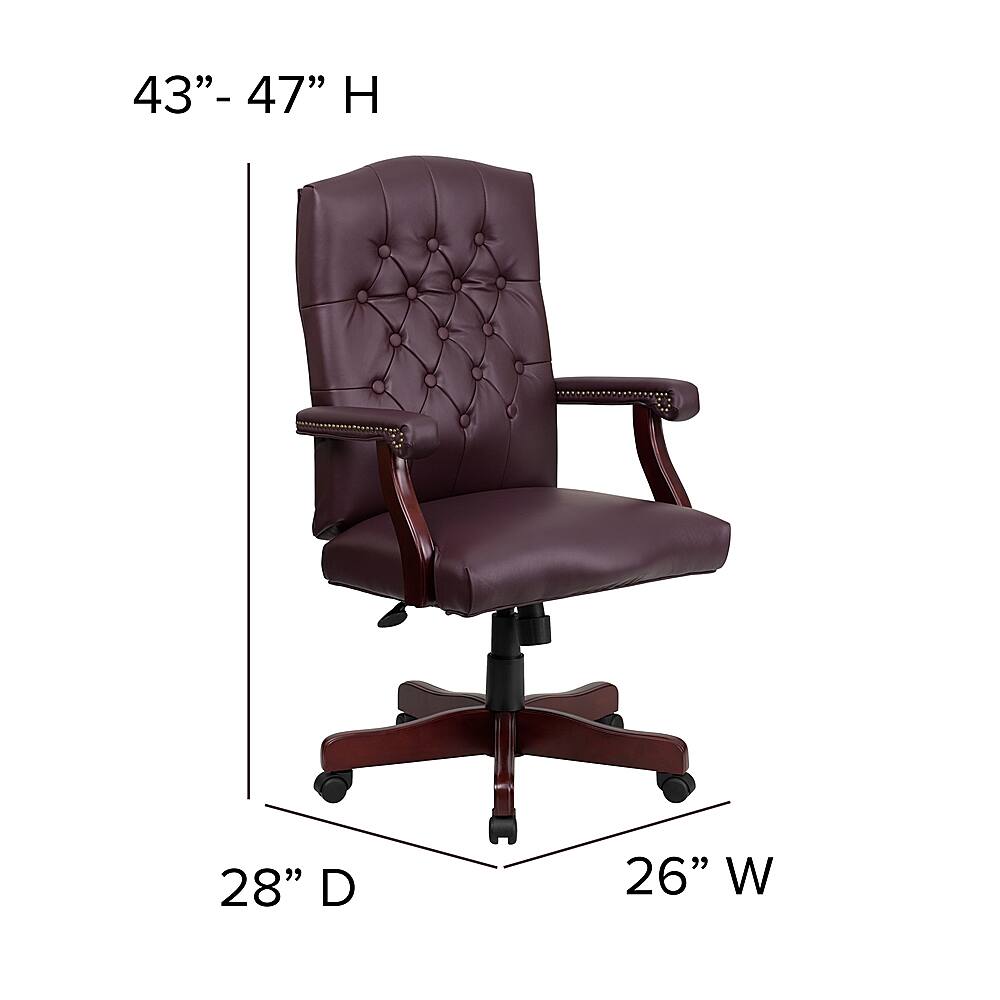 Alt View 13. Alamont Home - Martha Washington Traditional Leather/Faux Leather Executive Swivel Office Chair - Burgundy LeatherSoft.