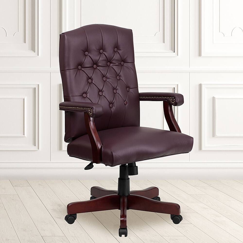 Alt View 12. Alamont Home - Martha Washington Traditional Leather/Faux Leather Executive Swivel Office Chair - Burgundy LeatherSoft.