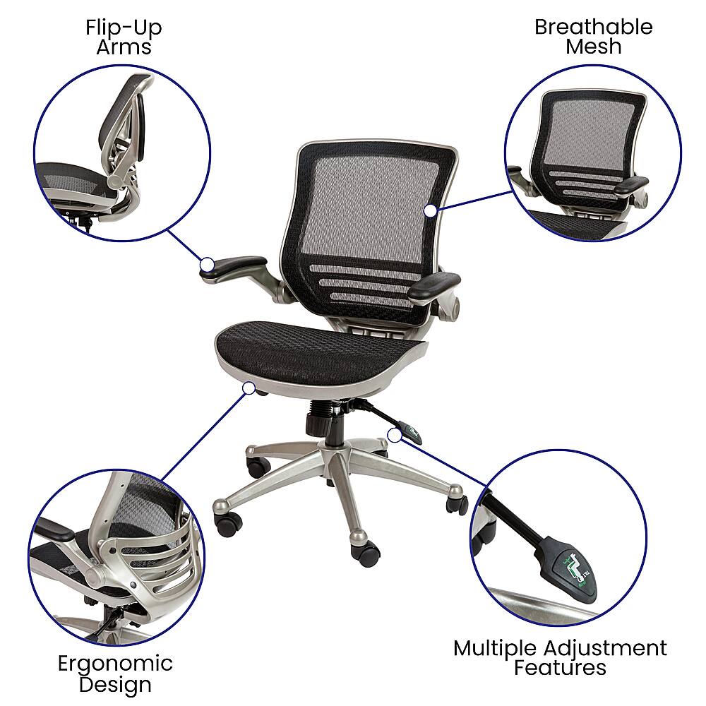 Alt View 39. Alamont Home - Warfield Modern Mesh Executive Swivel Office Chair - Black Mesh/Graphite Silver Frame.