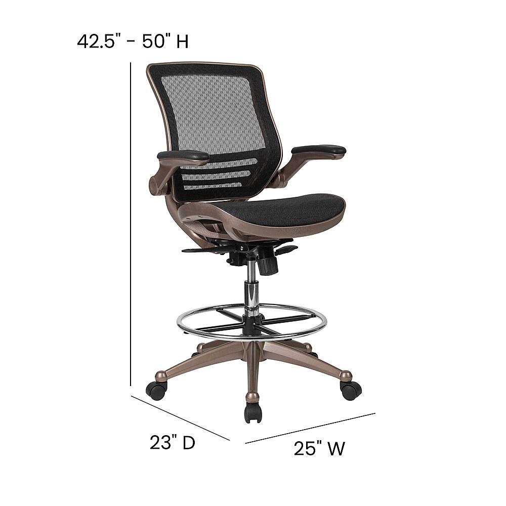 Alt View 13. Alamont Home - Waylon Modern Mesh Drafting Stool - Black Mesh/Gold Frame.