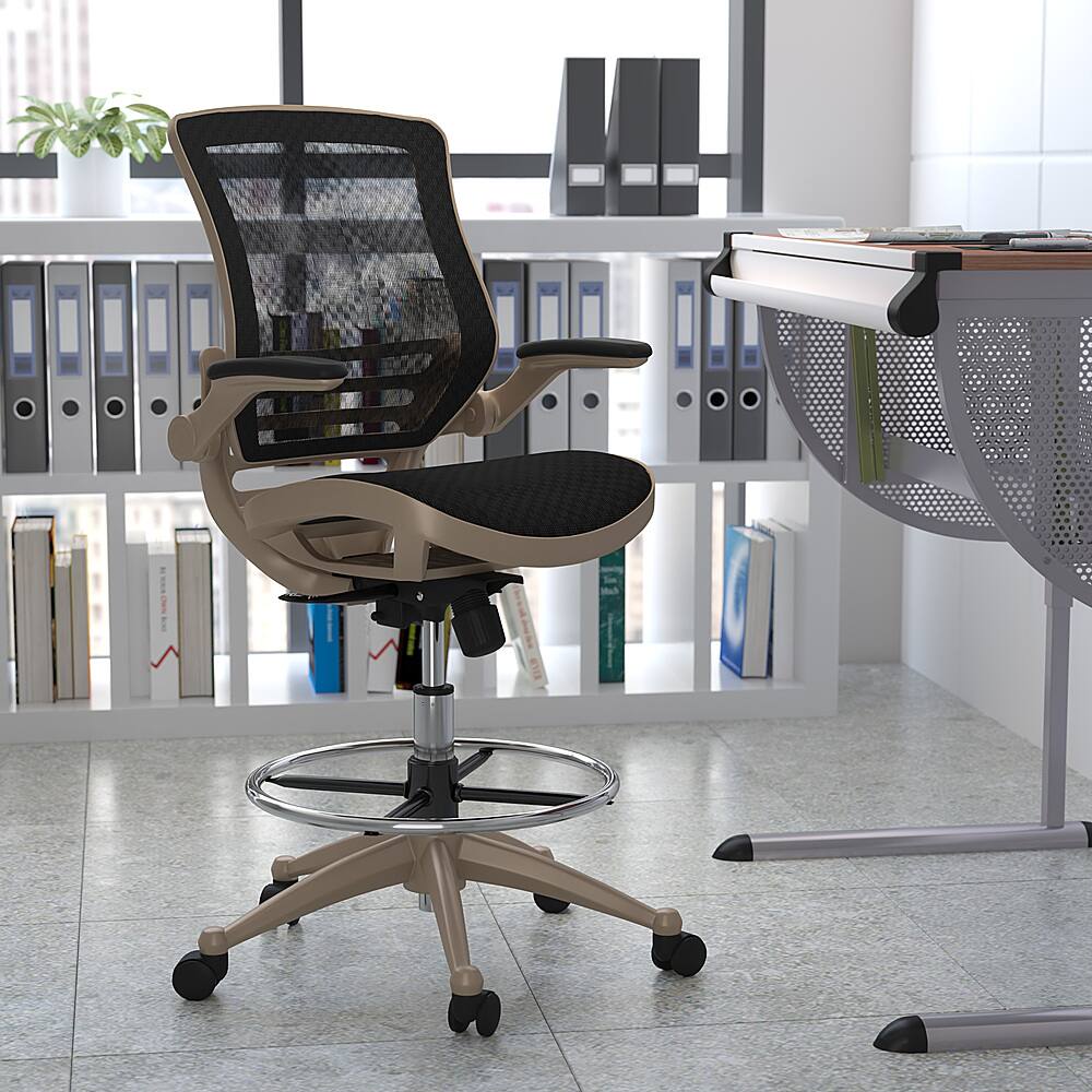 Alt View 12. Alamont Home - Waylon Modern Mesh Drafting Stool - Black Mesh/Gold Frame.