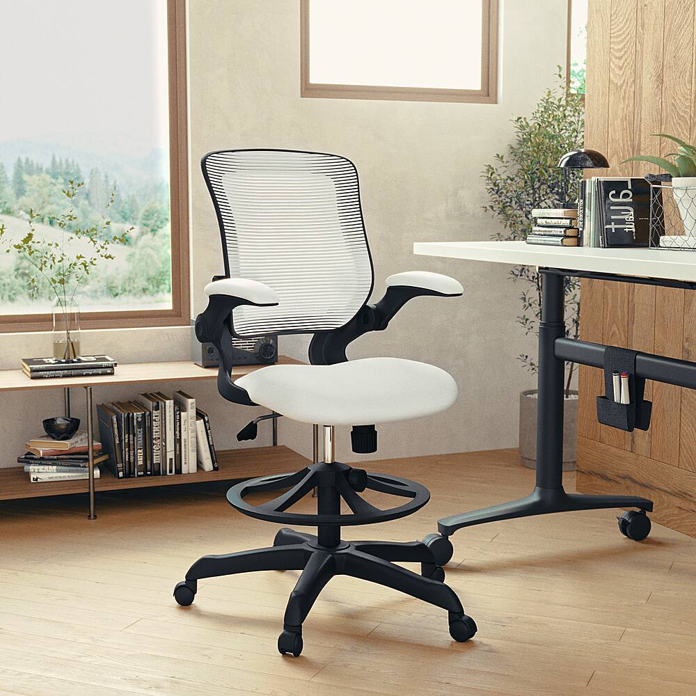 Alt View 11. Alamont Home - Kale Contemporary Mesh Drafting Stool - White.