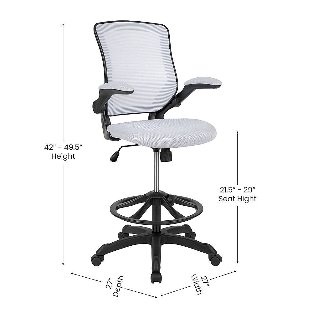 Alt View 16. Alamont Home - Kale Contemporary Mesh Drafting Stool - White.