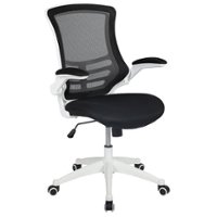 Flash Furniture - Mid-Back Mesh Swivel Ergonomic Task Office Chair with Flip-Up Arms - Black Mesh/White Frame - Front_Zoom