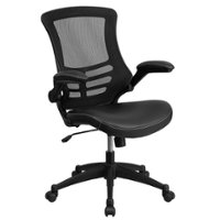 Alamont Home - Kelista Contemporary Leather/Faux Leather Swivel Office Chair - Black LeatherSoft/Mesh - Front_Zoom