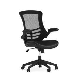 Alamont Home - Kelista Contemporary Leather/Faux Leather Swivel Office Chair - Black LeatherSoft/Mesh