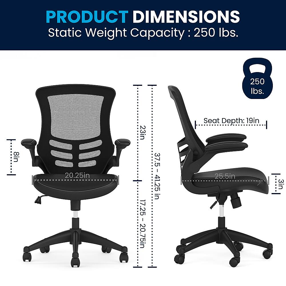 Product Dimensions: Static Weight Capacity: 250 lbs. Seat Depth: 19in.