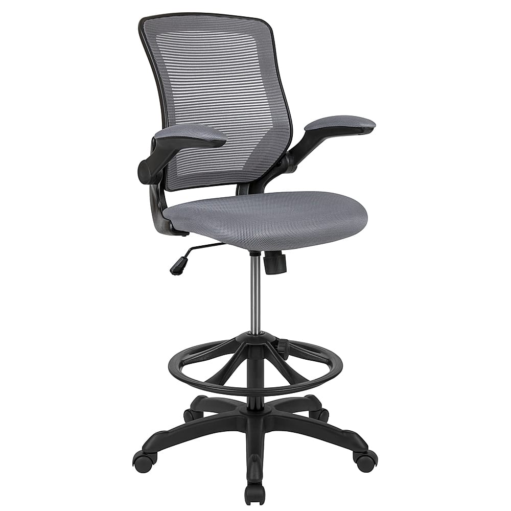 Front. Alamont Home - Kale Contemporary Mesh Drafting Stool - Dark Gray.