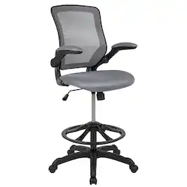 Alamont Home - Kale Contemporary Mesh Drafting Stool - Dark Gray