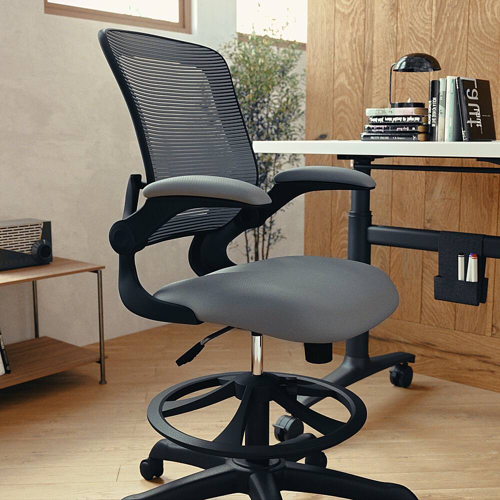 Alt View 13. Alamont Home - Kale Contemporary Mesh Drafting Stool - Dark Gray.