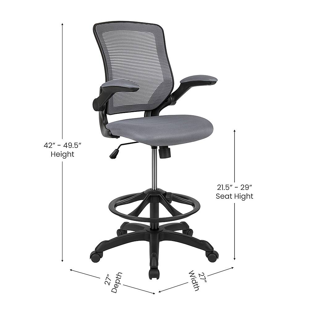 Alt View 16. Alamont Home - Kale Contemporary Mesh Drafting Stool - Dark Gray.