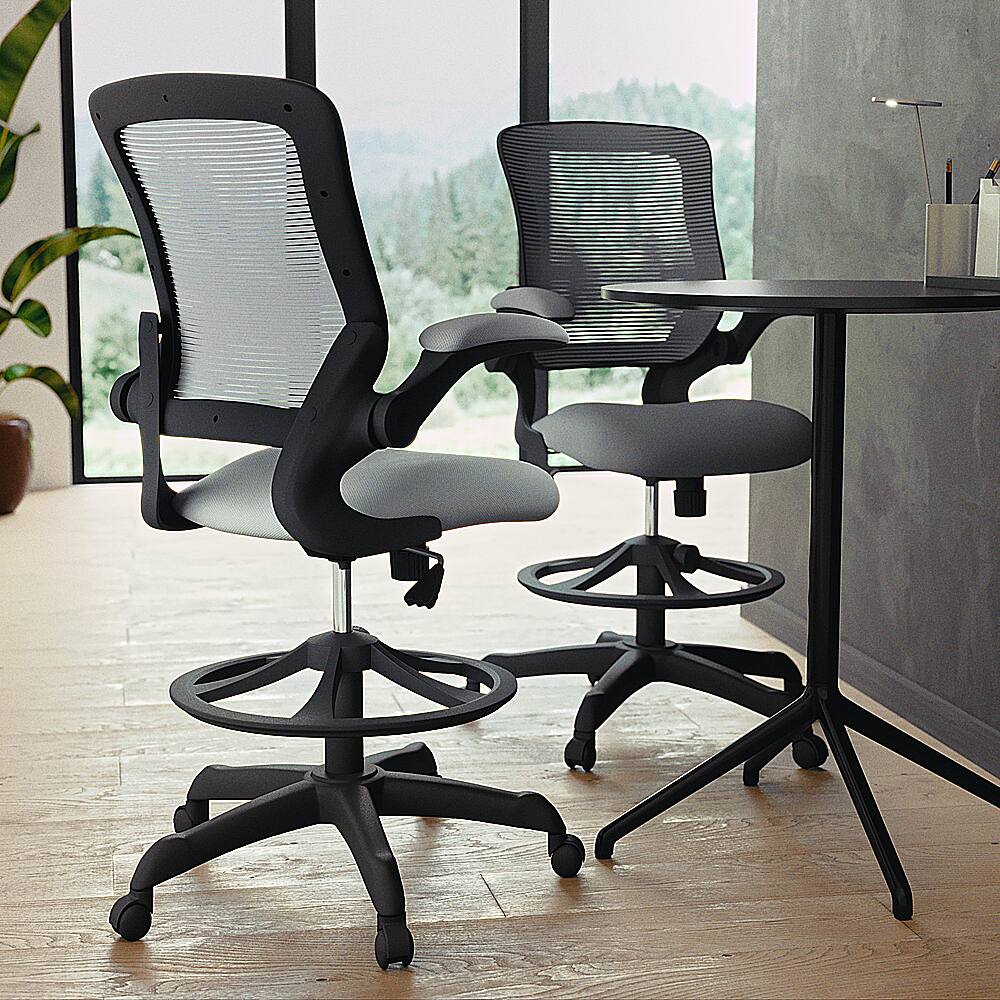 Alt View 39. Alamont Home - Kale Contemporary Mesh Drafting Stool - Dark Gray.