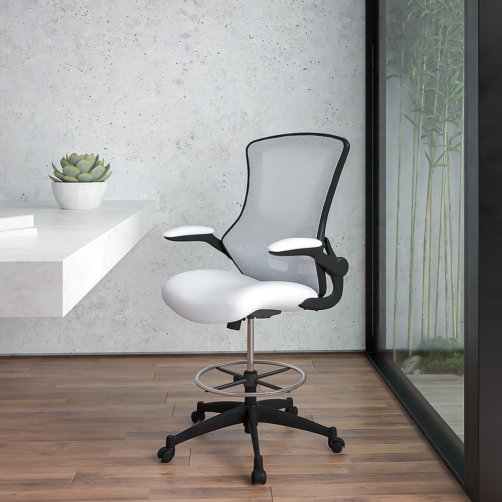 Alt View 39. Alamont Home - Kelista Contemporary Mesh Drafting Stool - White Mesh.