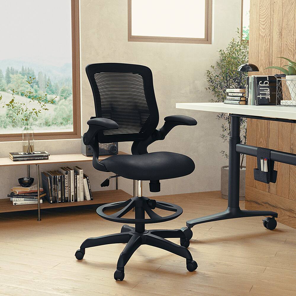 Alt View 11. Alamont Home - Kale Contemporary Mesh Drafting Stool - Black.