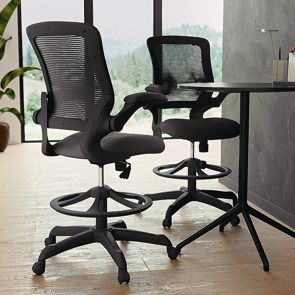 Alt View 39. Alamont Home - Kale Contemporary Mesh Drafting Stool - Black.