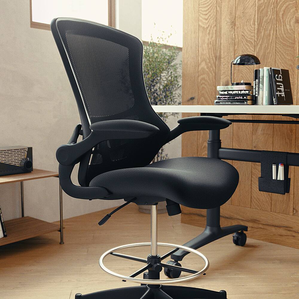 Alt View 13. Alamont Home - Kelista Contemporary Mesh Drafting Stool - Black.