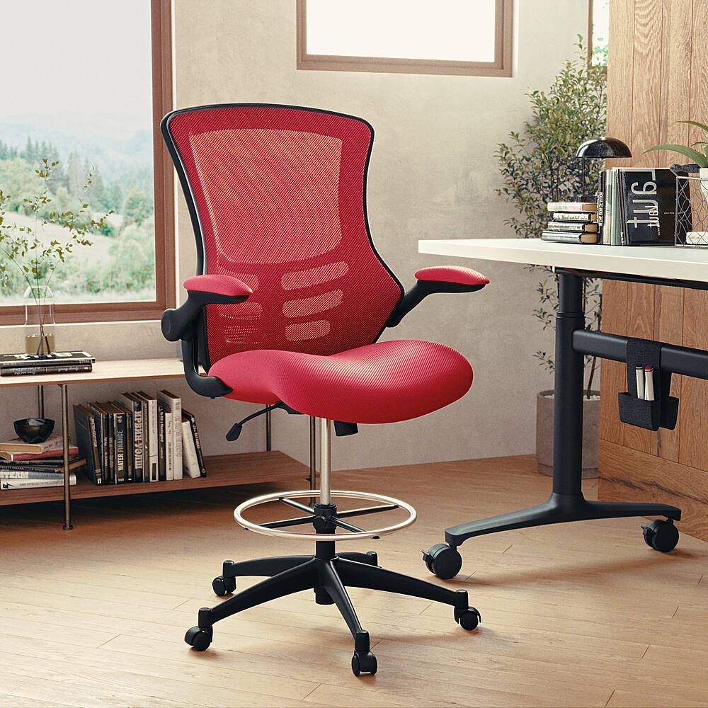Alt View 11. Alamont Home - Kelista Contemporary Mesh Drafting Stool - Red Mesh.