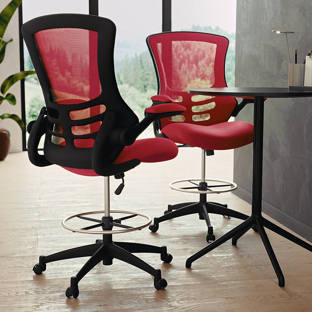 Alt View 12. Alamont Home - Kelista Contemporary Mesh Drafting Stool - Red Mesh.