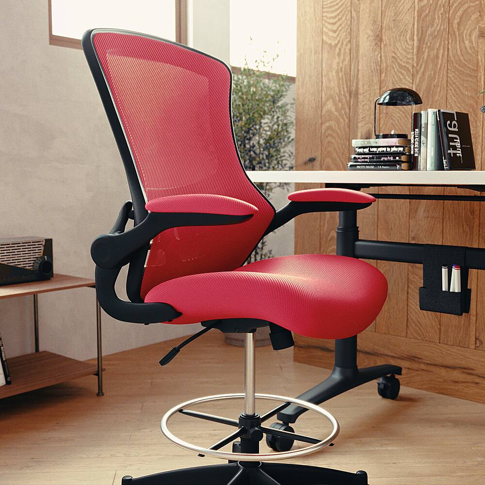 Alt View 13. Alamont Home - Kelista Contemporary Mesh Drafting Stool - Red Mesh.