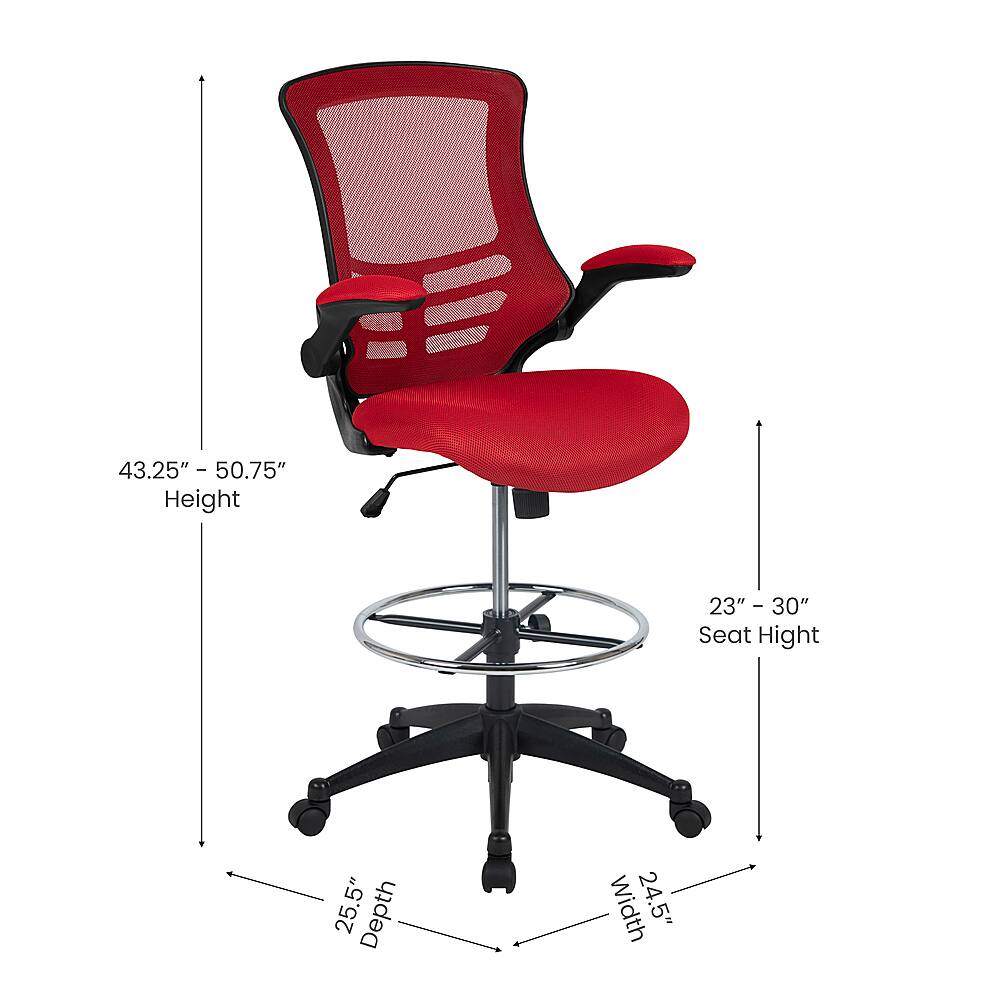 Alt View 16. Alamont Home - Kelista Contemporary Mesh Drafting Stool - Red Mesh.