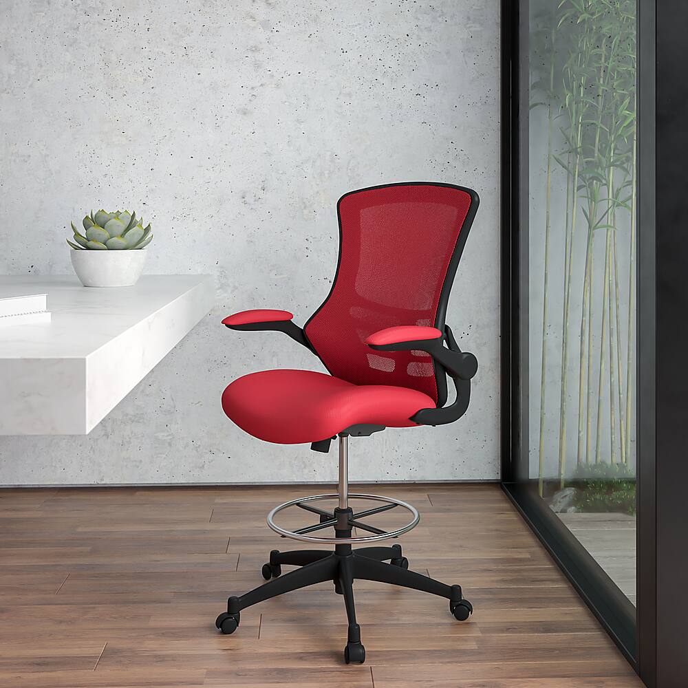 Alt View 39. Alamont Home - Kelista Contemporary Mesh Drafting Stool - Red Mesh.