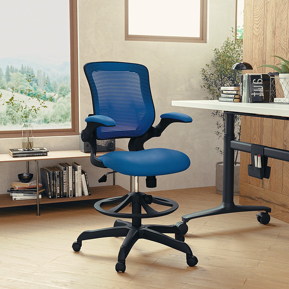 Alt View 11. Alamont Home - Kale Contemporary Mesh Drafting Stool - Blue.