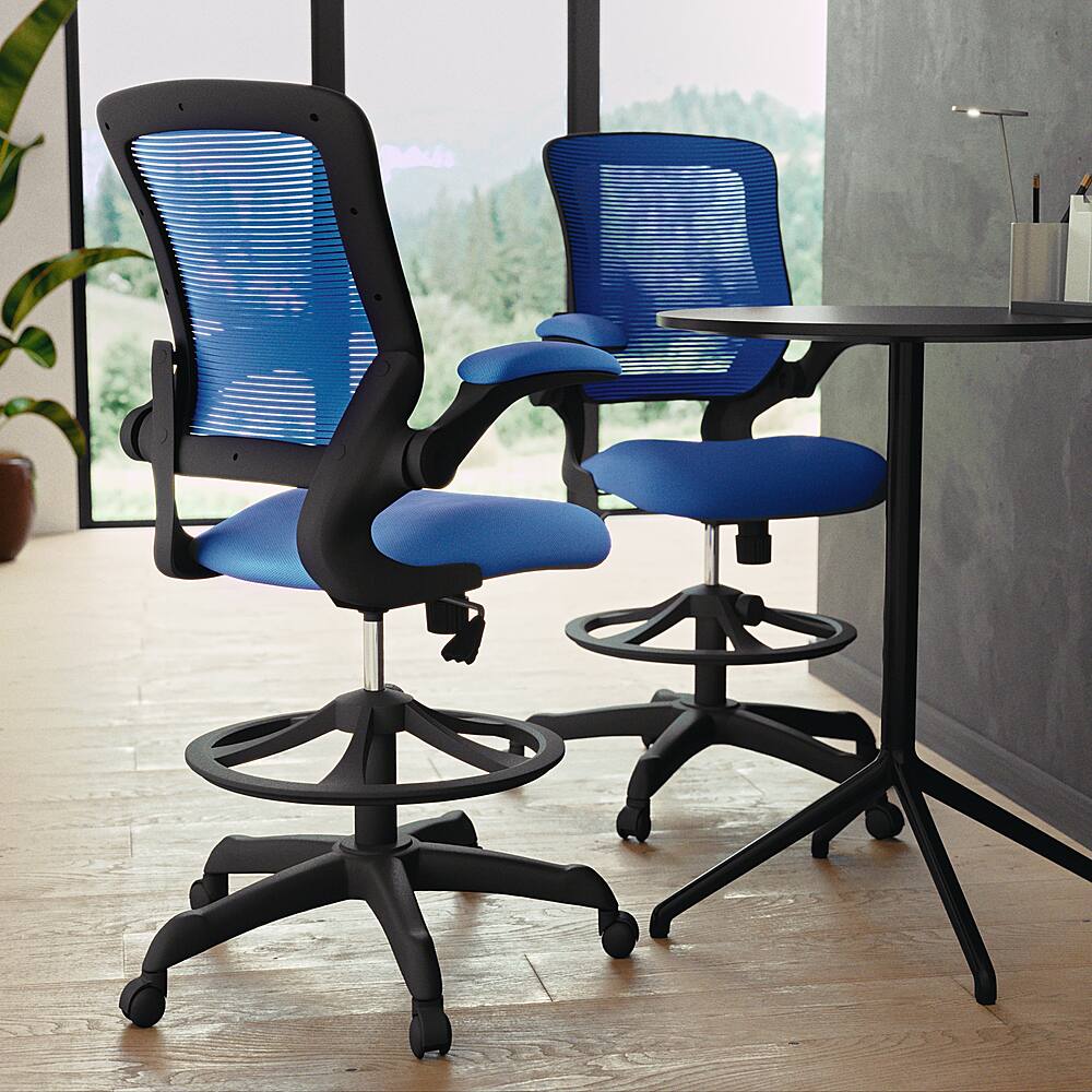 Alt View 12. Alamont Home - Kale Contemporary Mesh Drafting Stool - Blue.