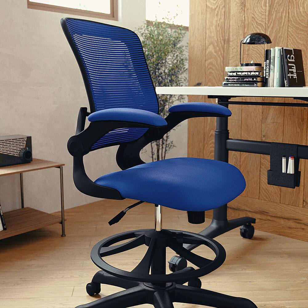 Alt View 13. Alamont Home - Kale Contemporary Mesh Drafting Stool - Blue.