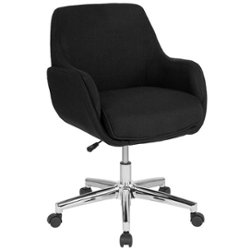 Flash Furniture - Rochelle Home and Office Upholstered Mid-Back Molded Frame Chair in - Black Fabric - Front_Zoom