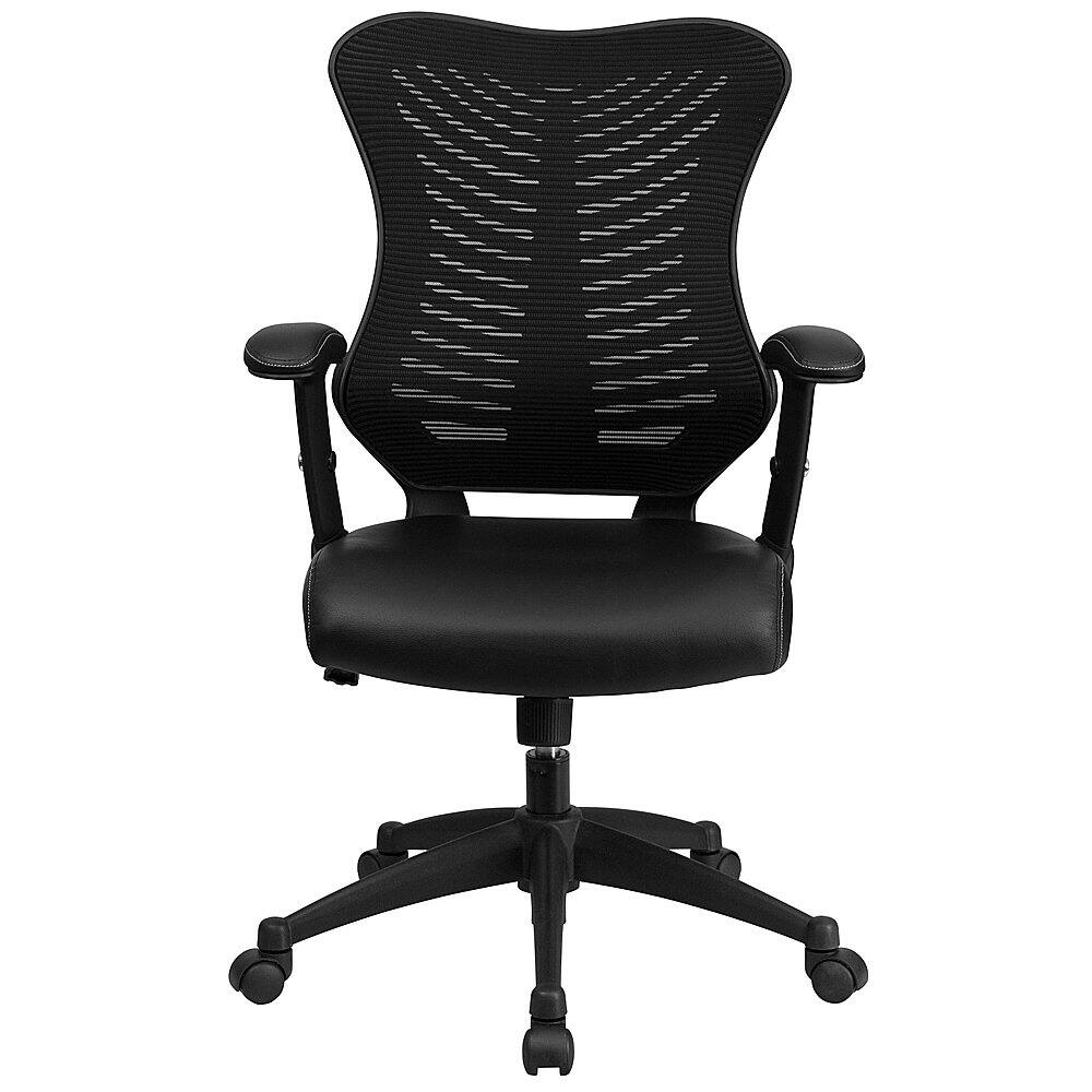 Alt View 11. Alamont Home - Kale Contemporary Leather/Faux Leather Executive Swivel Office Chair - Black LeatherSoft/Mesh.