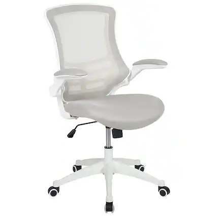 Front. Alamont Home - Kelista Contemporary Mesh Swivel Office Chair - Light Gray Mesh/White Frame.