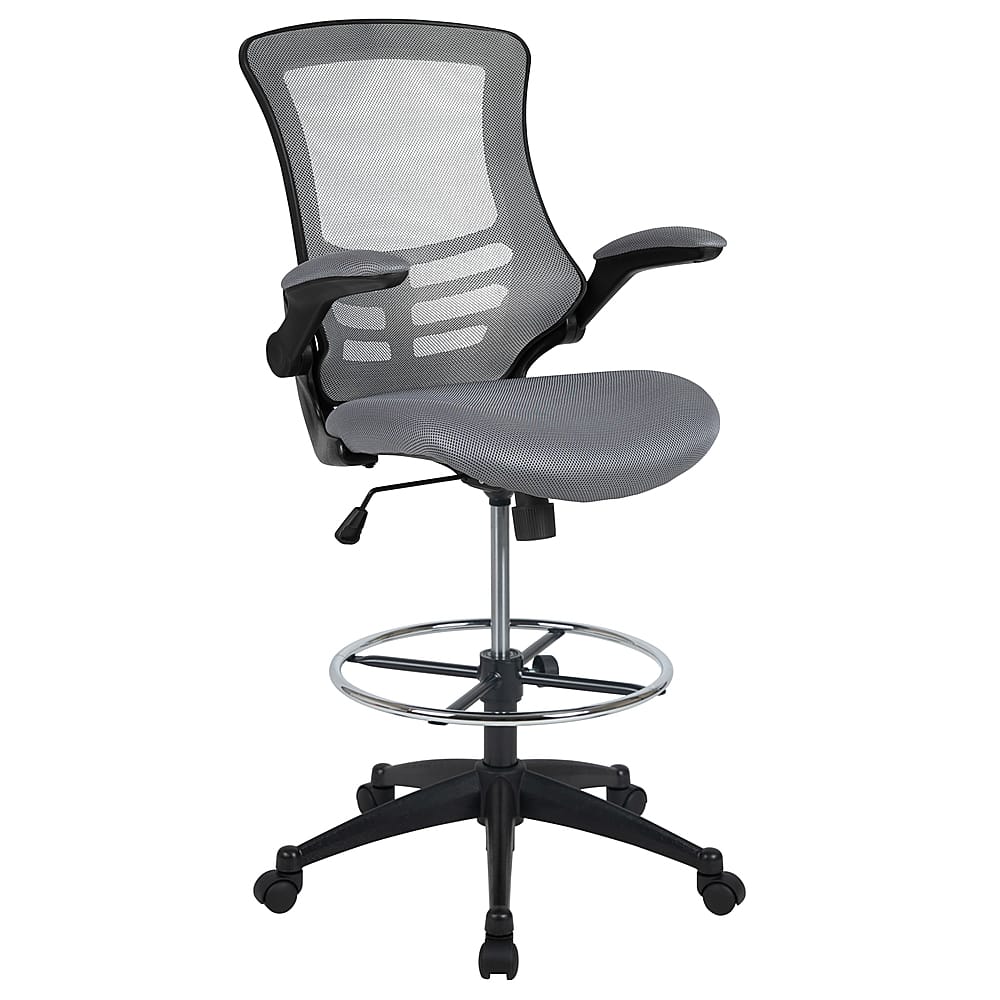 Front. Alamont Home - Kelista Contemporary Mesh Drafting Stool - Dark Gray Mesh.
