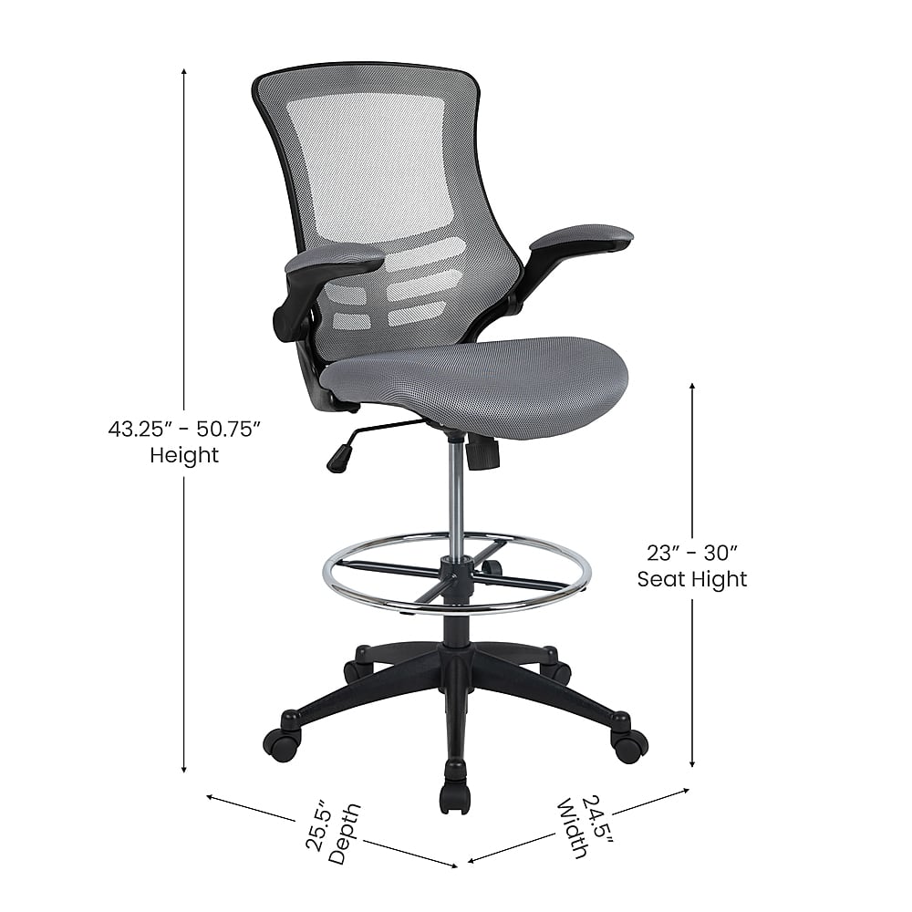 Alt View 16. Alamont Home - Kelista Contemporary Mesh Drafting Stool - Dark Gray Mesh.