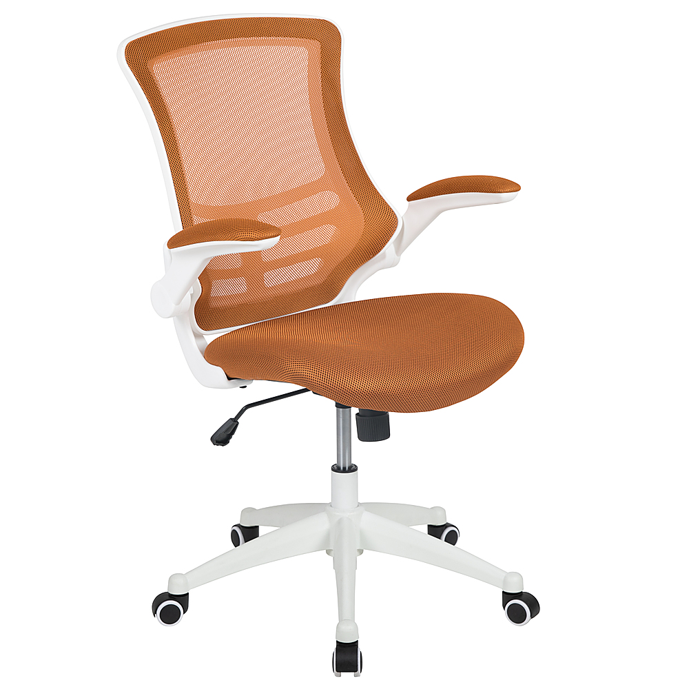 Ergonomic Mid-Back Upholstered Swivel Task Chair Home Office Plastic Arm Rest 