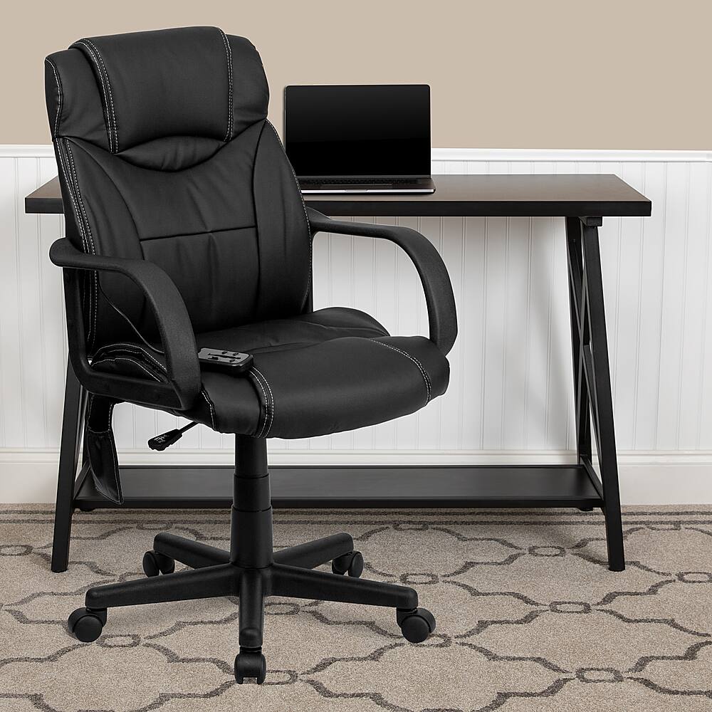Alt View 12. Alamont Home - Laverne Contemporary Leather/Faux Leather Swivel Office Chair - Black.