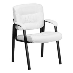 Flash Furniture - Haeger  Contemporary Leather/Faux Leather Side Chair - Upholstered - White LeatherSoft/Black Frame - Front_Zoom