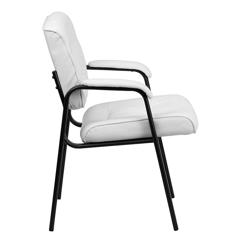 Alt View 16. Alamont Home - Haeger Contemporary Leather/Faux Leather Side Chair - Upholstered - White LeatherSoft/Black Frame.
