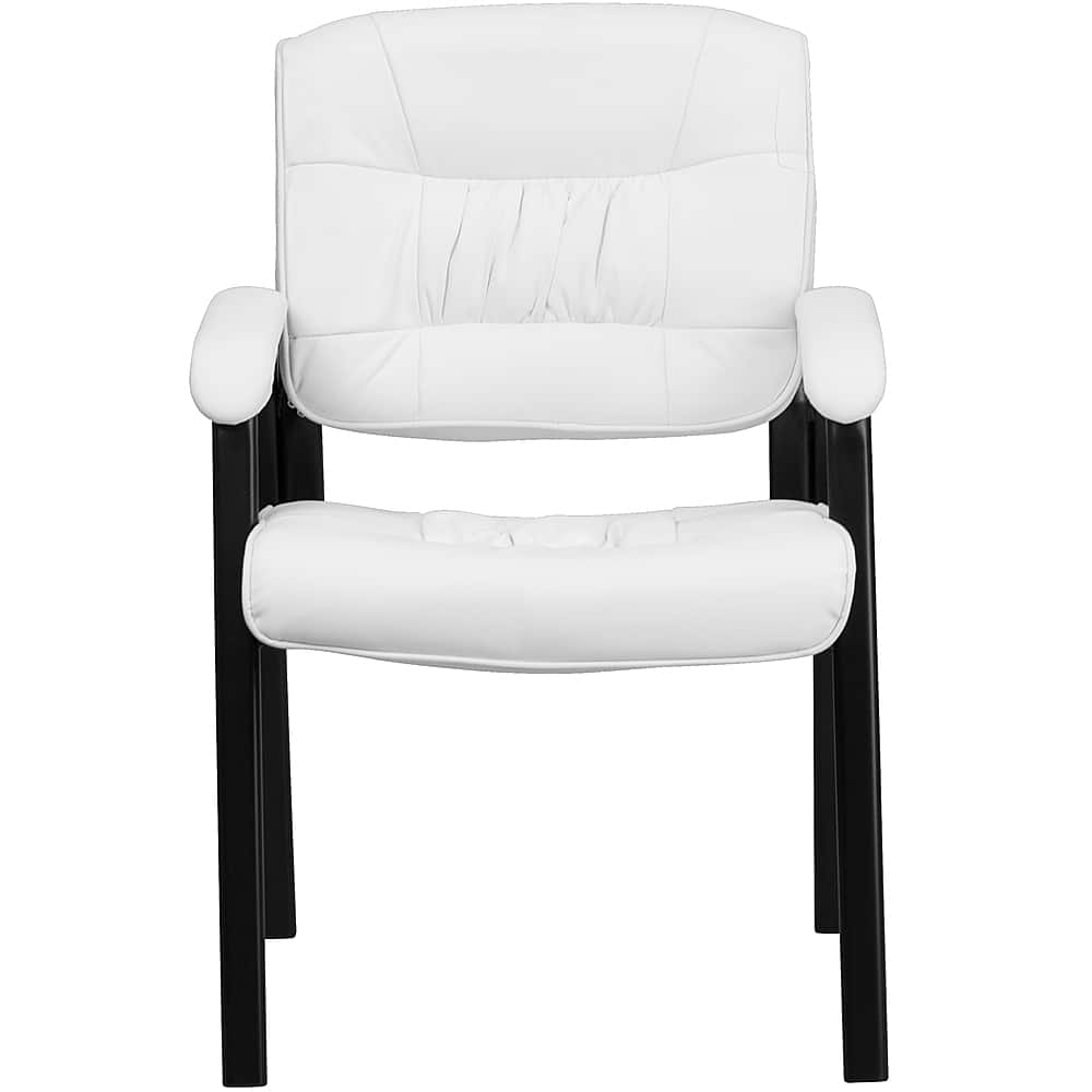 Alt View 11. Alamont Home - Haeger Contemporary Leather/Faux Leather Side Chair - Upholstered - White LeatherSoft/Black Frame.