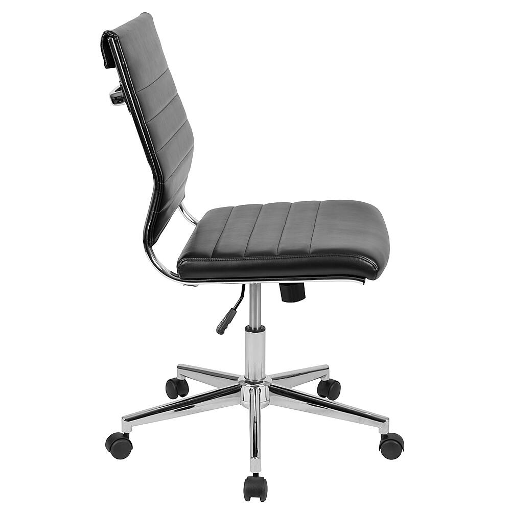 Alt View 16. Alamont Home - Hansel Contemporary Leather/Faux Leather Ribbed Executive Swivel Mid-Back Office Chair - Black.