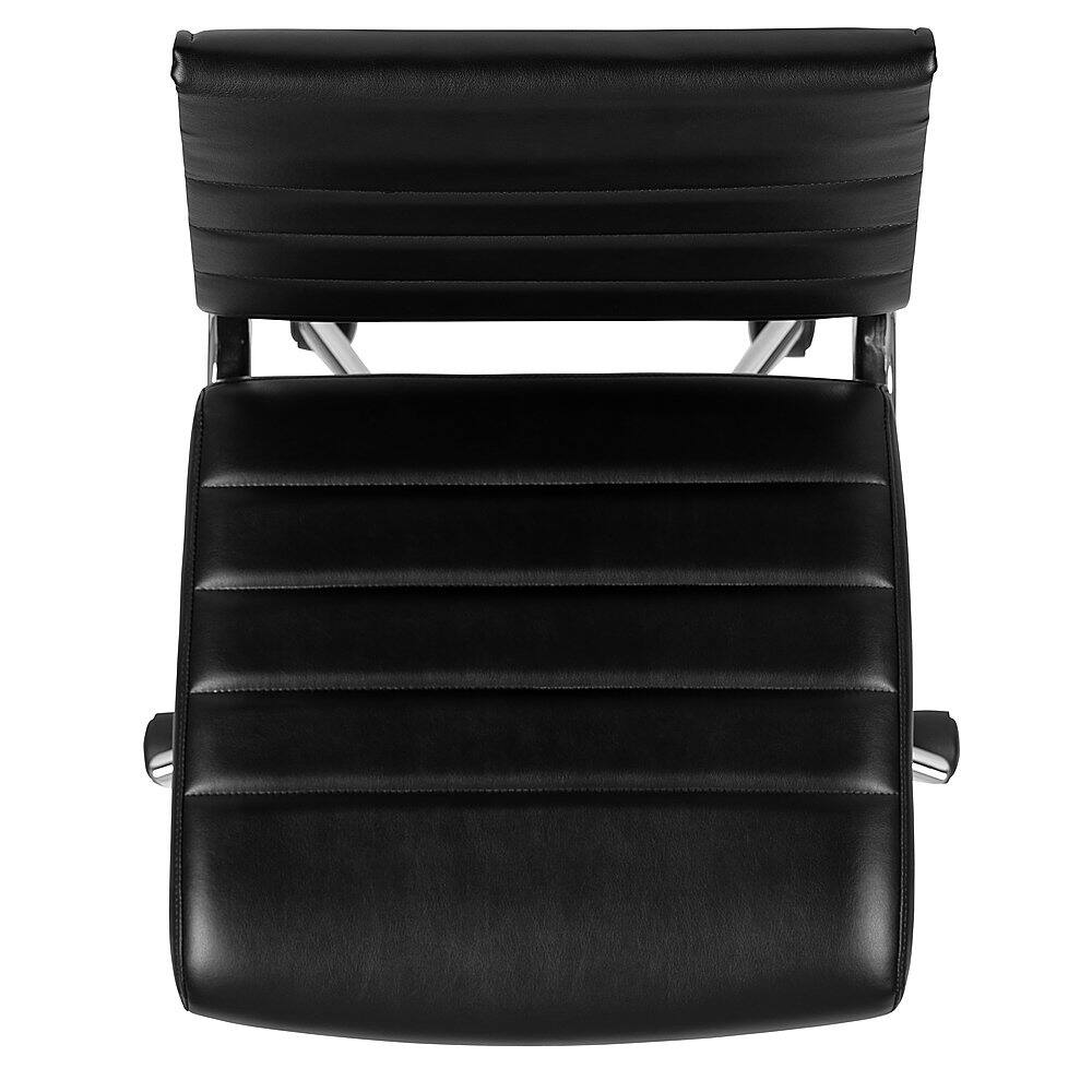 Alt View 17. Alamont Home - Hansel Contemporary Leather/Faux Leather Ribbed Executive Swivel Mid-Back Office Chair - Black.