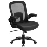 Alamont Home - Hercules Big & Tall 500 lb. Rated Black Mesh/LeatherSoft Ergonomic Chair - Black LeatherSoft/Mesh - Front_Zoom