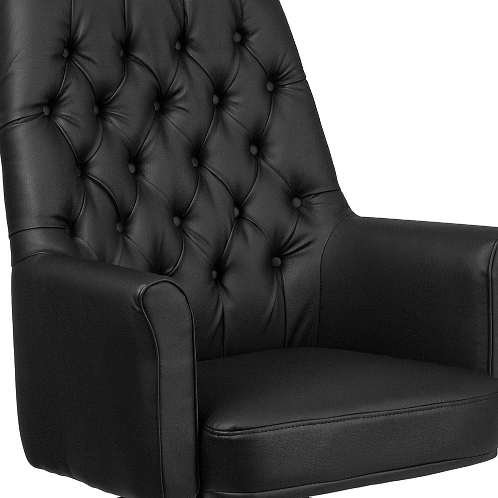 Black tufted store leather chair