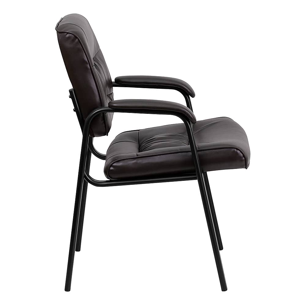 Alt View 16. Alamont Home - Haeger Contemporary Leather/Faux Leather Side Chair - Upholstered - Brown LeatherSoft/Black Frame.