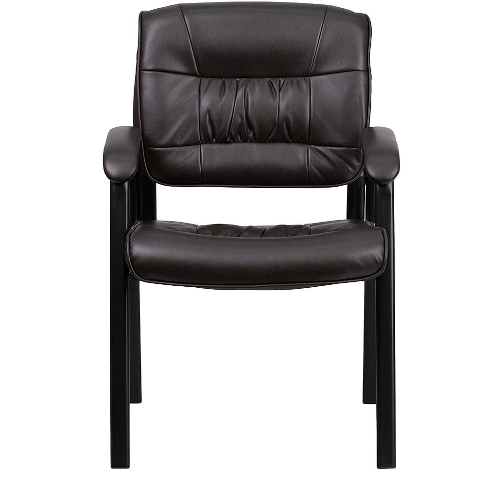 Alt View 11. Alamont Home - Haeger Contemporary Leather/Faux Leather Side Chair - Upholstered - Brown LeatherSoft/Black Frame.